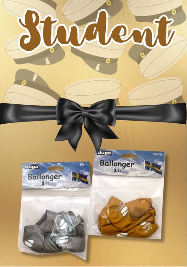 Ballonger Student Gull/Sølv 8-pakning