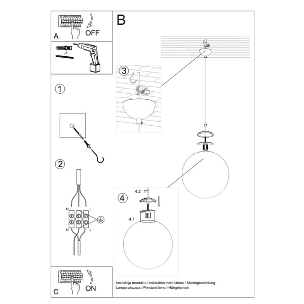 Pendel lampa UGO 20 gyllene White