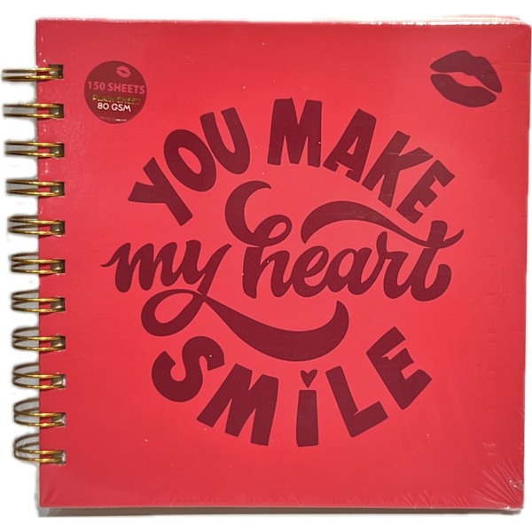 Anteckningsbok You Make My Heart Smile Rosa Pink one size