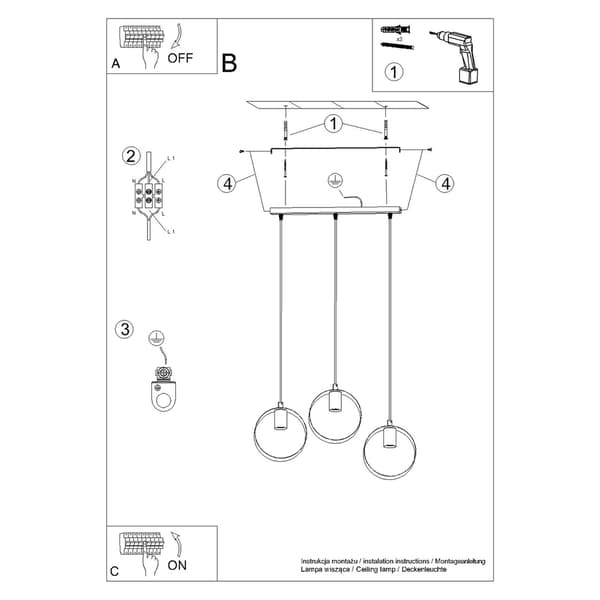 Hängande lampa TITRAN 3 biała White