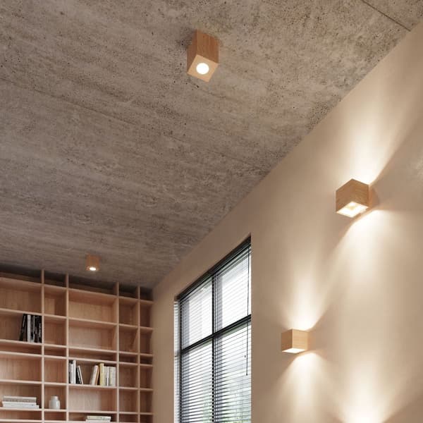 Vägglampa QUAD naturträ Brown