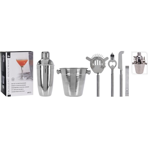Bartenderset 6 delar Rostfritt Silver