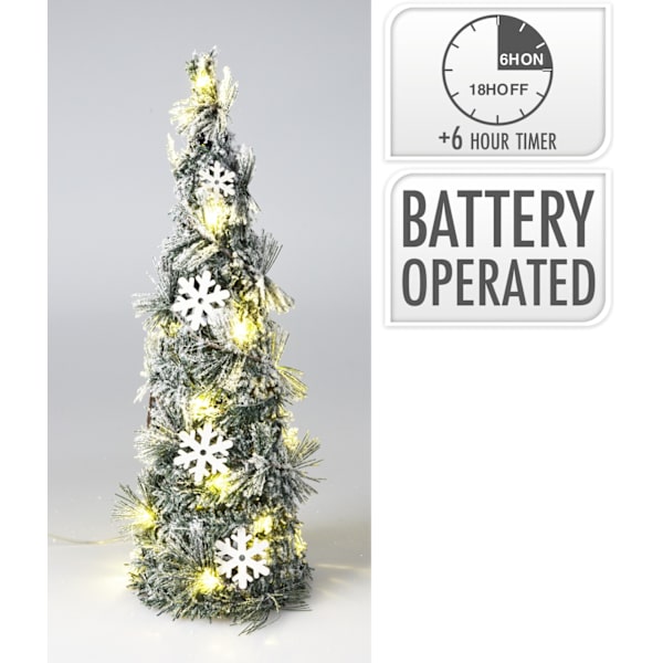 Julkon med Snö LED-belysning Belysning Timer 40 cm Green