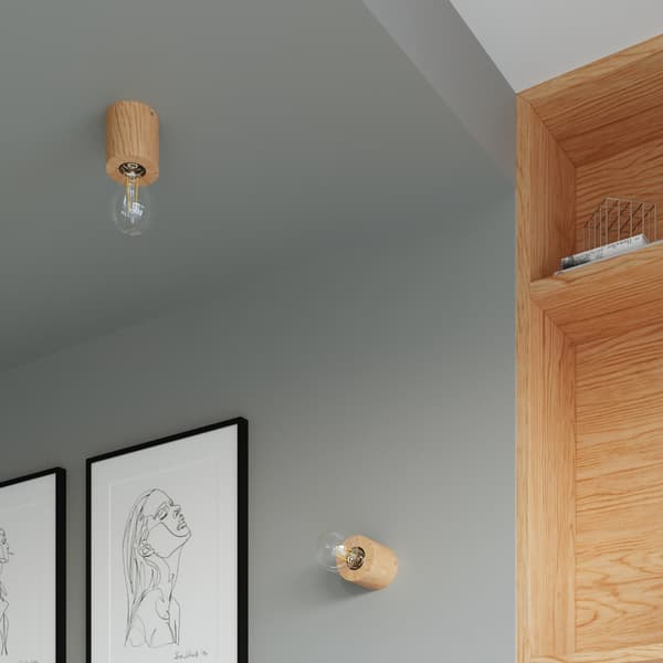 Vägglampa SALGADO naturträ Brown