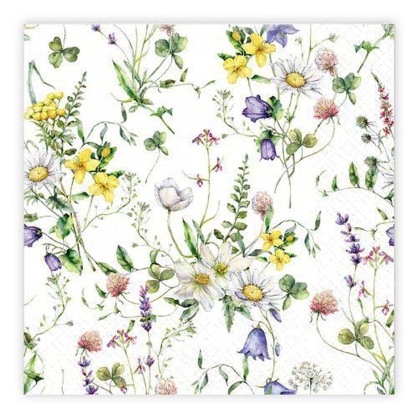 Kaffeservetter Ängsblommor 25x25cm 20-pack multifärg