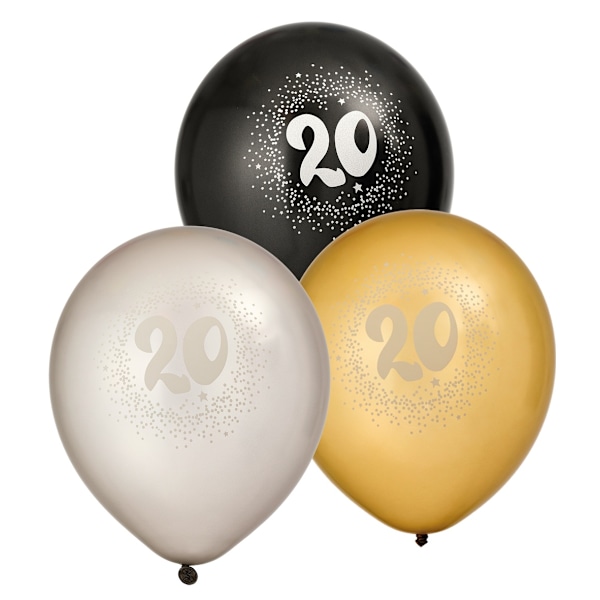Ballong 20 år 6-pack Latex multifärg