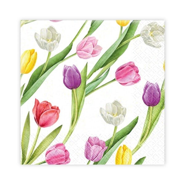 Kaffeservetter Tulpaner 25x25 cm 20-pack Multicolor