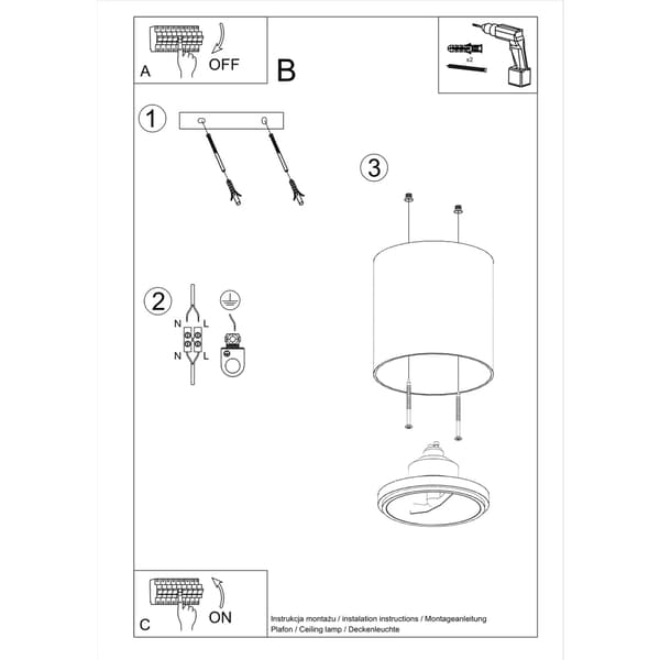 Taklampa TIUBE vit White