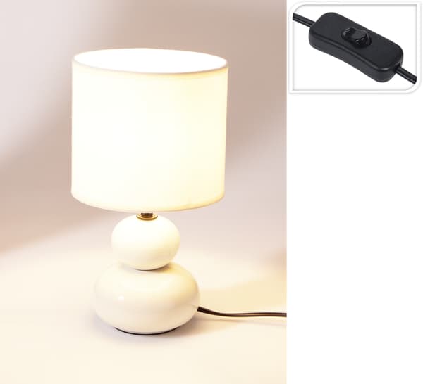 Bordslampa Lampa Klot Offwhite Keramik 29 cm Vit