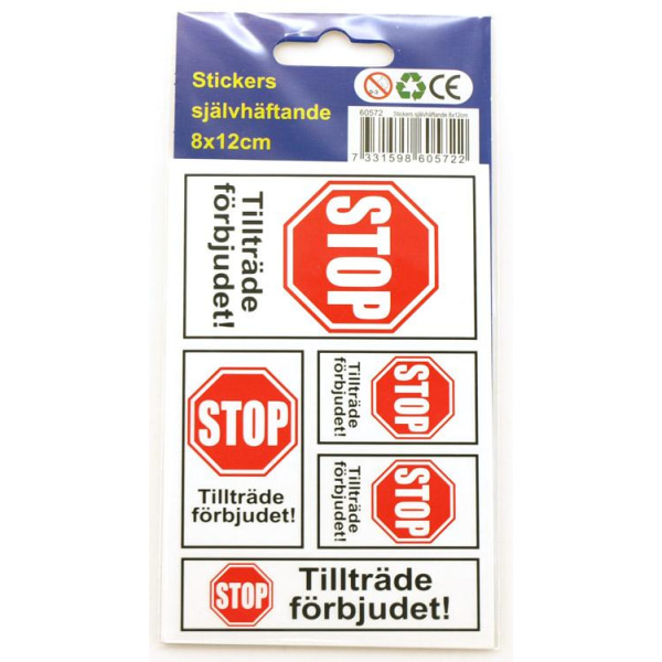 Stickers Tillträde Förbjudet  STOP 10-pack dekal klistermärke Gul