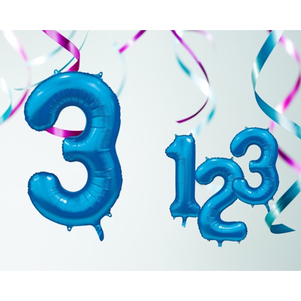 Ballong Siffra 3 Blå 86 cm Blue