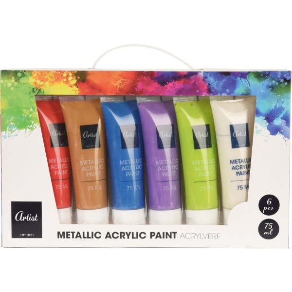 Färg Metallic Akryl 6x75 ml Multicolor