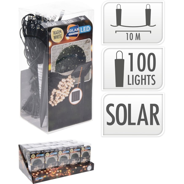 LED-slinga Solceller 10 meter 100 lampor Multicolor