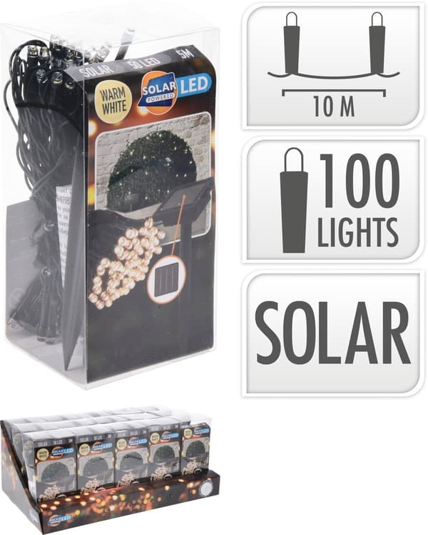 LED-slinga Solceller 10 meter 100 lampor multifärg