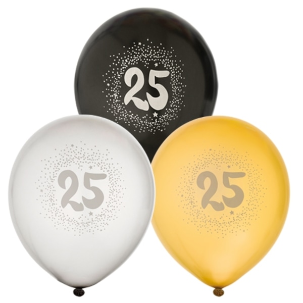 Ballong 25 år 6-pack Latex Multicolor