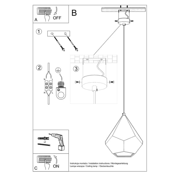 Keramisk hängande lampa PAVLUS White