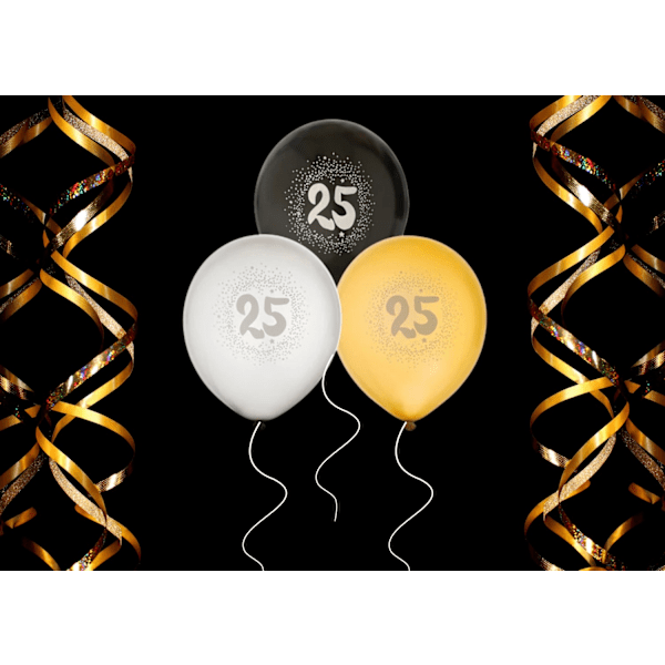 Ballong 25 år 6-pack Latex Multicolor