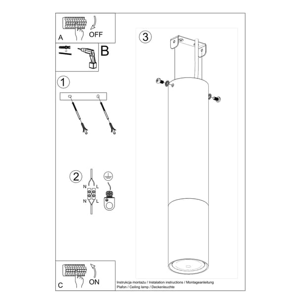 Taklampa LOOPEZ svart/koppar Black
