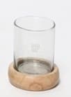 Ljuslykta Ljushållare Trä/Glas 10x10 cm Transparent