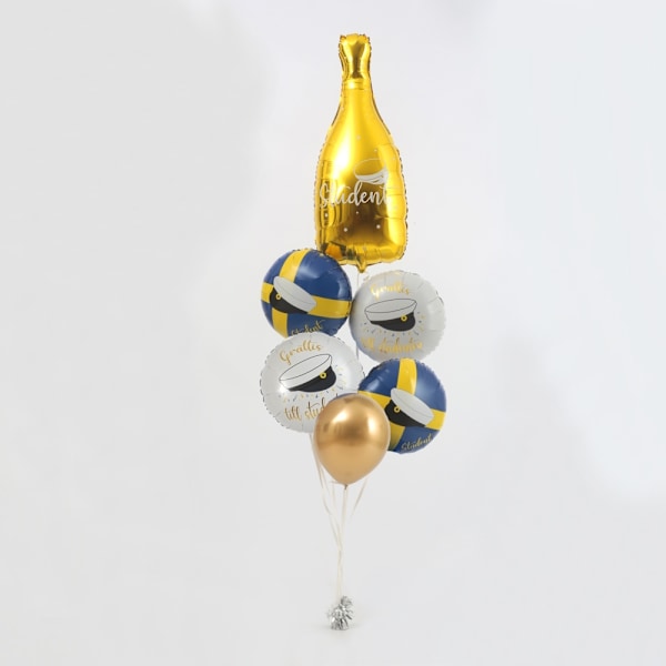 Ballong Student Flaska Guld Folie Guld