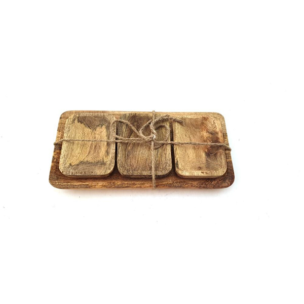 Skålset Mangoträ Bricka multifärg