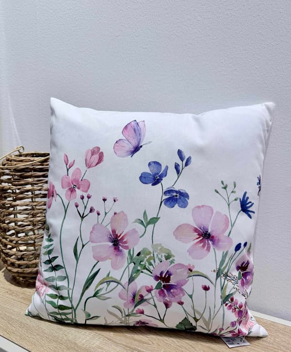Kudde Blommor Vit 45x45 cm Vit