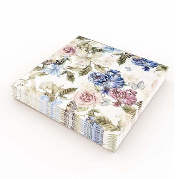 Servietter Blomsterfjäril 33x33cm 20-pakning Multicolor
