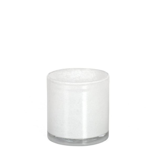 Lysholder Hvit Glass 8x8 cm White