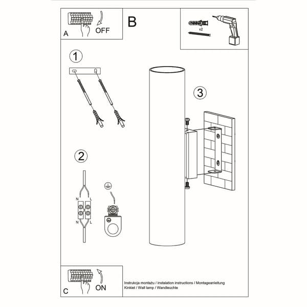 Vägglampa LAGOS vit White