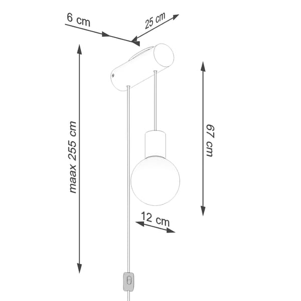 Vägglampa NIBMI G9 med strömbrytare Brun