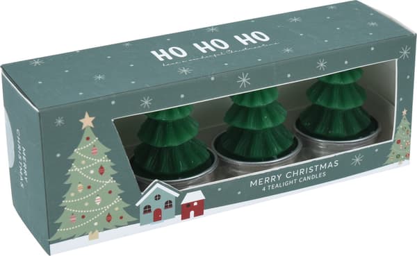 Ljus Värmeljus Gran Röd 4-pack Röd