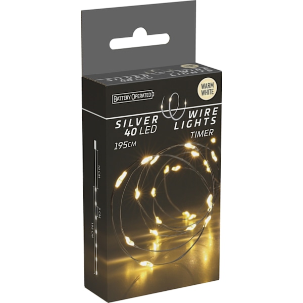 LED-slinga Silvertråd 195 cm Timer multifärg