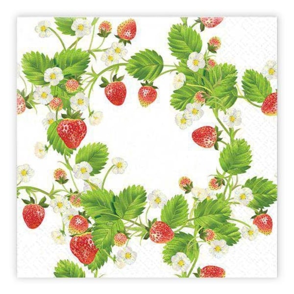 Kaffeservetter Jordgubbar/Blad 25x25cm 20-pack multifärg