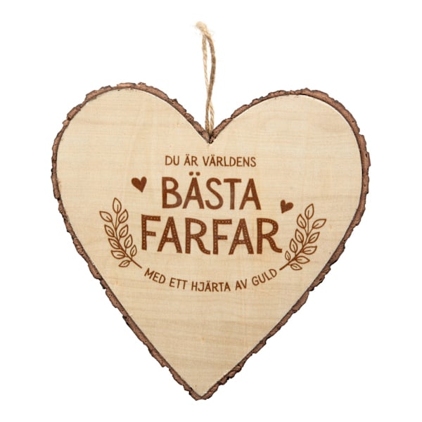 Hjärta Trä Farfar wooden heart Träd