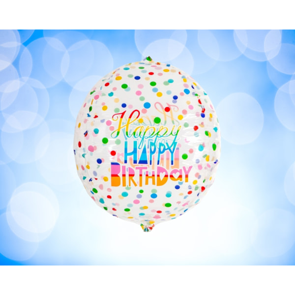 Ballong Happy Birthday Rund Genomskinlig Folie 35 cm Transparent