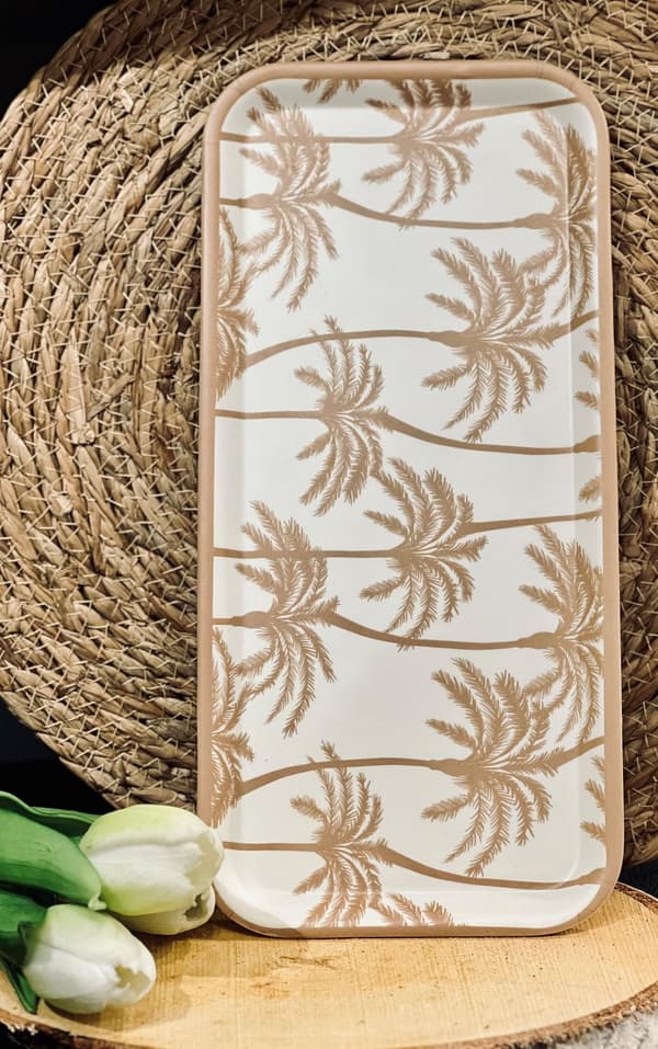 Bricka Palmer Vit/Beige Melamin liten White