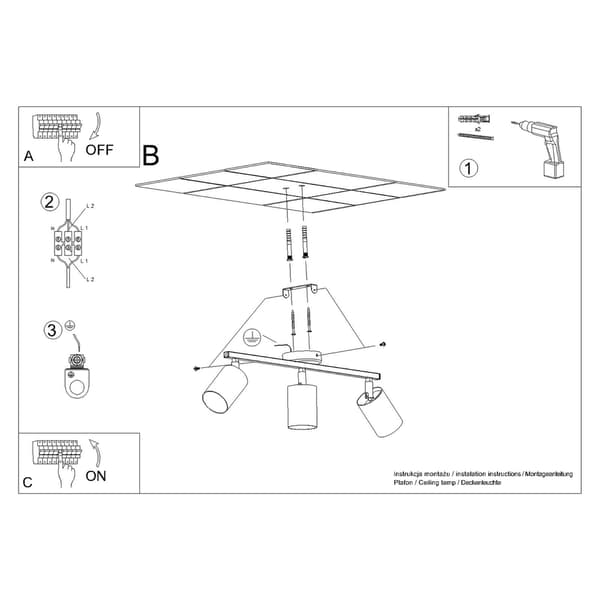 Taklampa LEMMI 3 svart Black