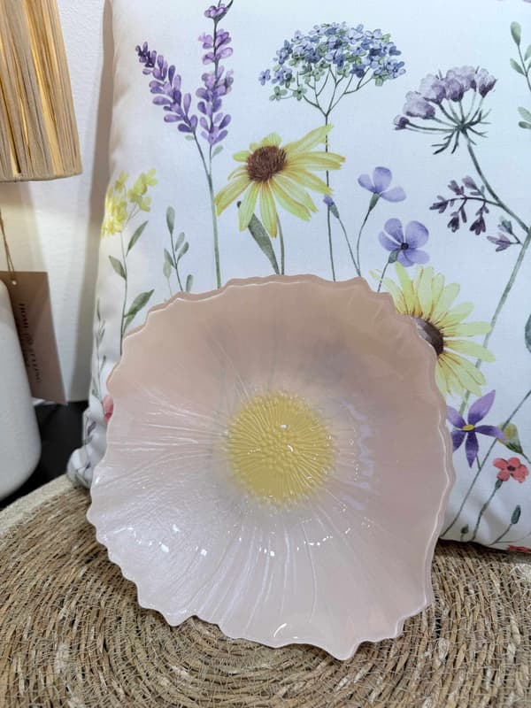 Skål Fat Blomma Glas 21 cm Multicolor