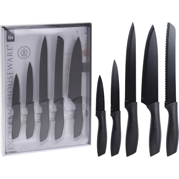Knivar 5-pack Svarta Svart