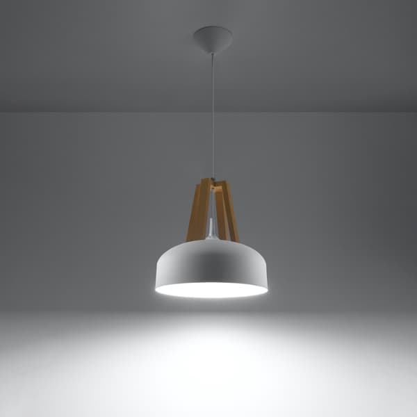 Pendel lampa CASCO vit/naturligt trä White
