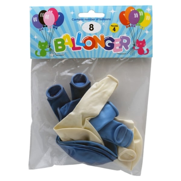 Ballong Metallic Blå 8-pack Latex Blå