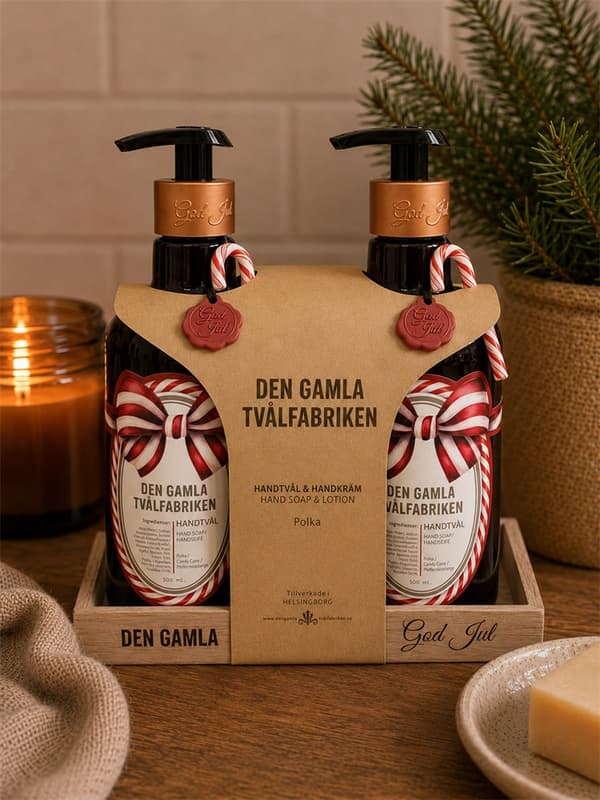 Presentset Tvål & Handkräm Jul Polka Brown
