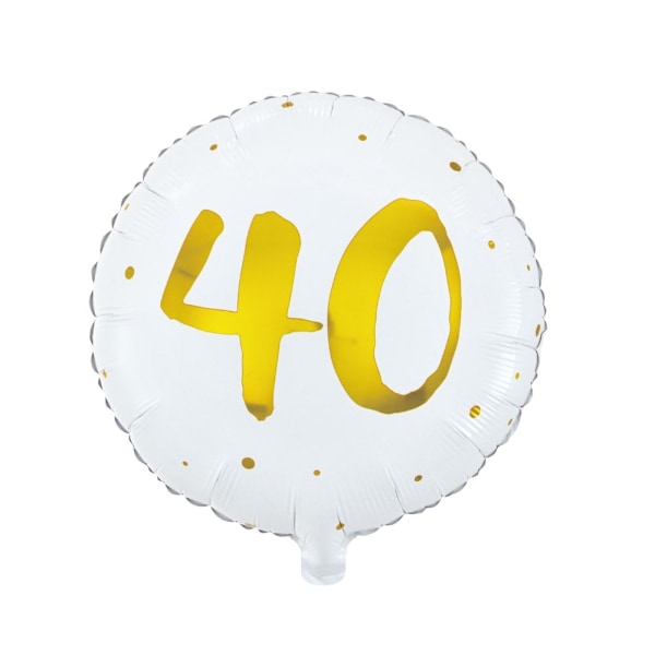 Ballong 40 år Vit/Guld Folie 46 cm Vit