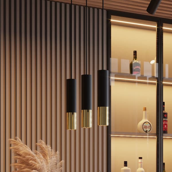 Pendel lampa LOOPEZ 3L svart/guld Black
