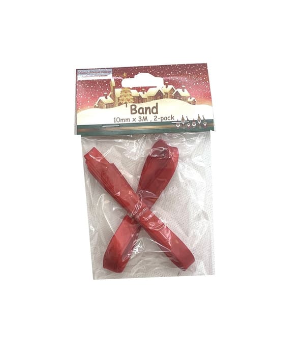Band Rött Siden 1 cm x 3 meter 2-pack Red