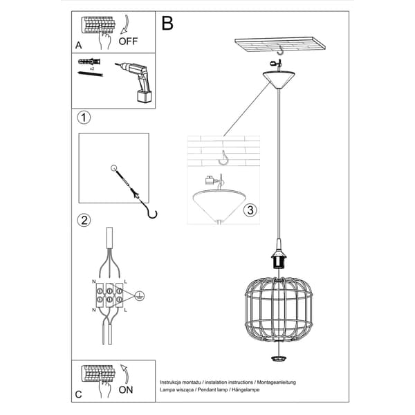 Pendel lampa CELTA svart Black