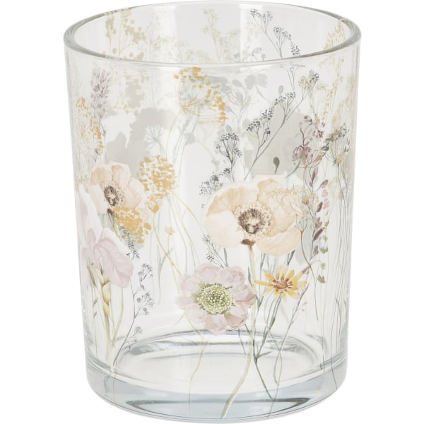 Lysholder Lykt Blomster Glass 13 cm Transparent