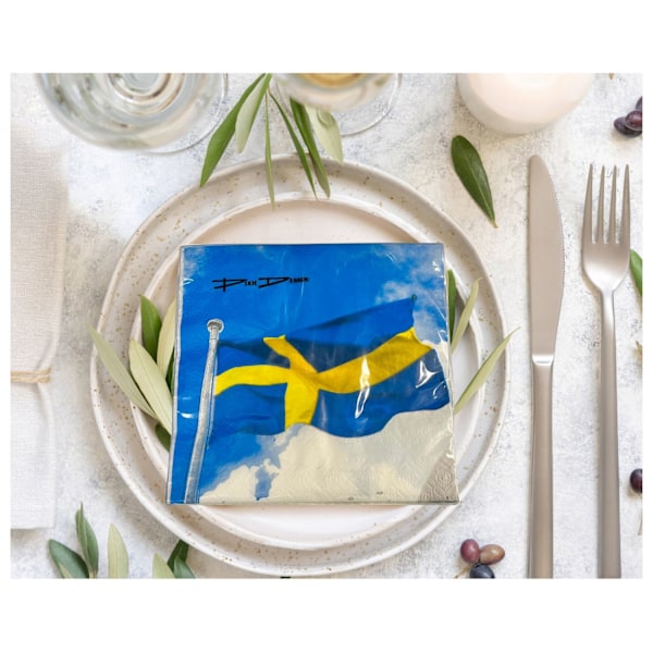 Serviett Svensk Flaggstang 33x33cm