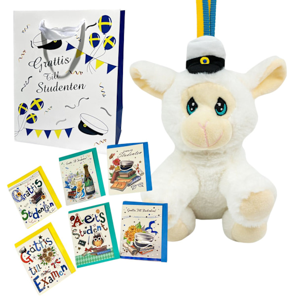 Studentpaket Student Dekoration Presentpåse Studentkort Lamm multifärg