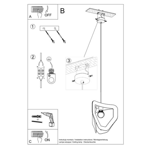 Pendel lampa TRES vit White